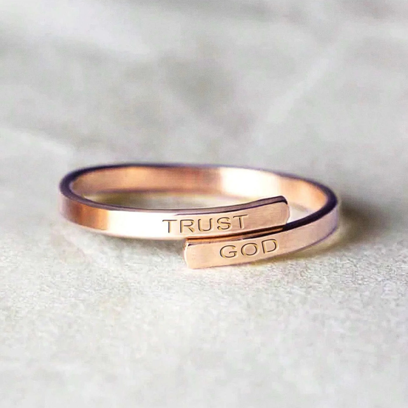 1pc "TRUST GOD" Adjustable Rings Two-Layer Stainless Steel Ring For Women And Men Free Size Upper And Down Two Layers