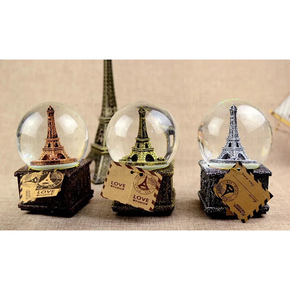 Globe Snow Musical Crystal Music Box Tower Eiffel Christmas Snowflake Paris Water Led Vintage Birthday Lights Singing Lantern