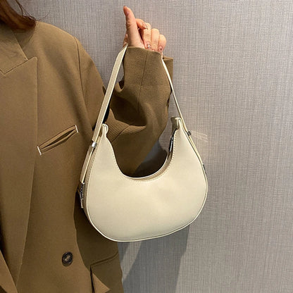 Spring New Solid Color Half-moon Bags for Women Fashion Shoulder Bags Luxury PU Leather Underarm Bag Advanced Brand Handbag Purs