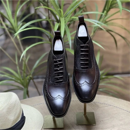 Luxury Genuine Leather Mens Ankle Boots Lace Up Black Brown Dress Boot For Men Luxury Formal Shoe Italian Chelsea Boots Men