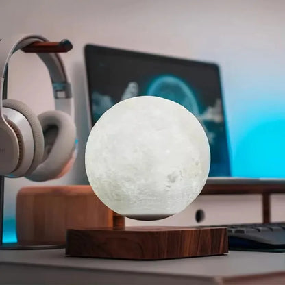 Levitating Moon Nightlight Light Creative Desktop 360 Degree Automatic Rotate 3D Printed LED Lamp Home Office Decor Novelty Gift