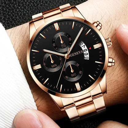 Stainless Steel Strap Men's Watch Business Leisure Three Eyes Quartz Watch  Multicolor Gentleman Wristwatch relogios masculino