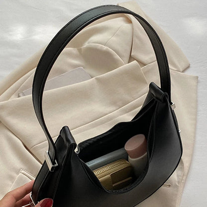 Spring New Solid Color Half-moon Bags for Women Fashion Shoulder Bags Luxury PU Leather Underarm Bag Advanced Brand Handbag Purs