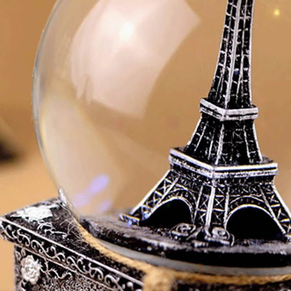 Globe Snow Musical Crystal Music Box Tower Eiffel Christmas Snowflake Paris Water Led Vintage Birthday Lights Singing Lantern