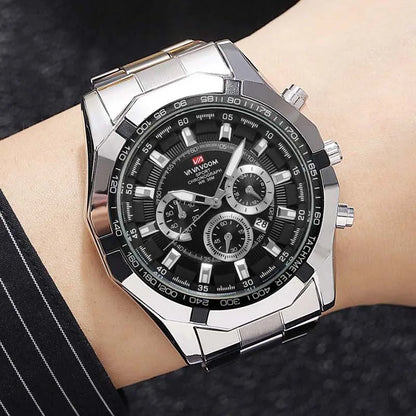 Business Stainless Steel Mens Watch Brand Luxury Sports Waterproof Quartz Wristwatches Man Calendar Luminous Gold Watch Men 2023