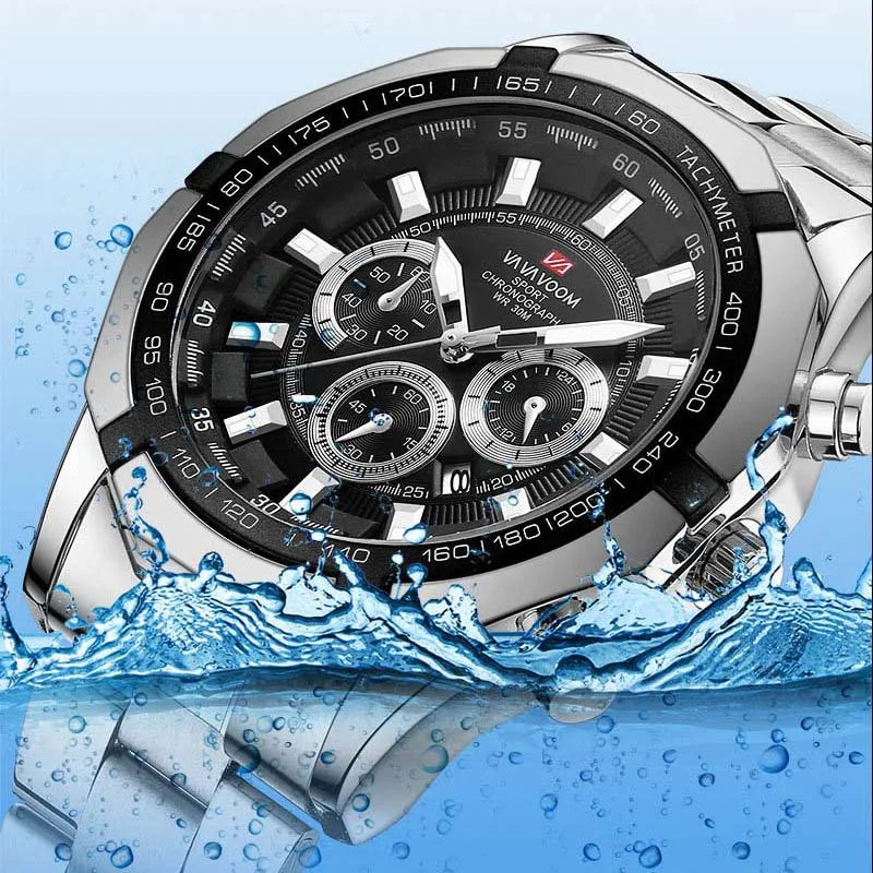 Business Stainless Steel Mens Watch Brand Luxury Sports Waterproof Quartz Wristwatches Man Calendar Luminous Gold Watch Men 2023