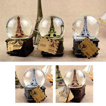 Globe Snow Musical Crystal Music Box Tower Eiffel Christmas Snowflake Paris Water Led Vintage Birthday Lights Singing Lantern