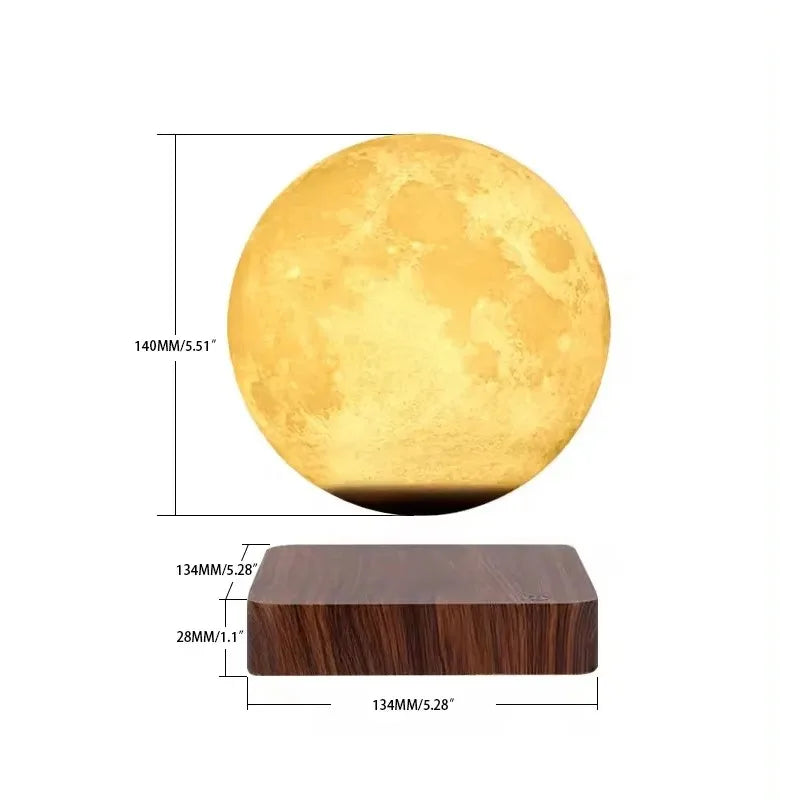 Levitating Moon Nightlight Light Creative Desktop 360 Degree Automatic Rotate 3D Printed LED Lamp Home Office Decor Novelty Gift