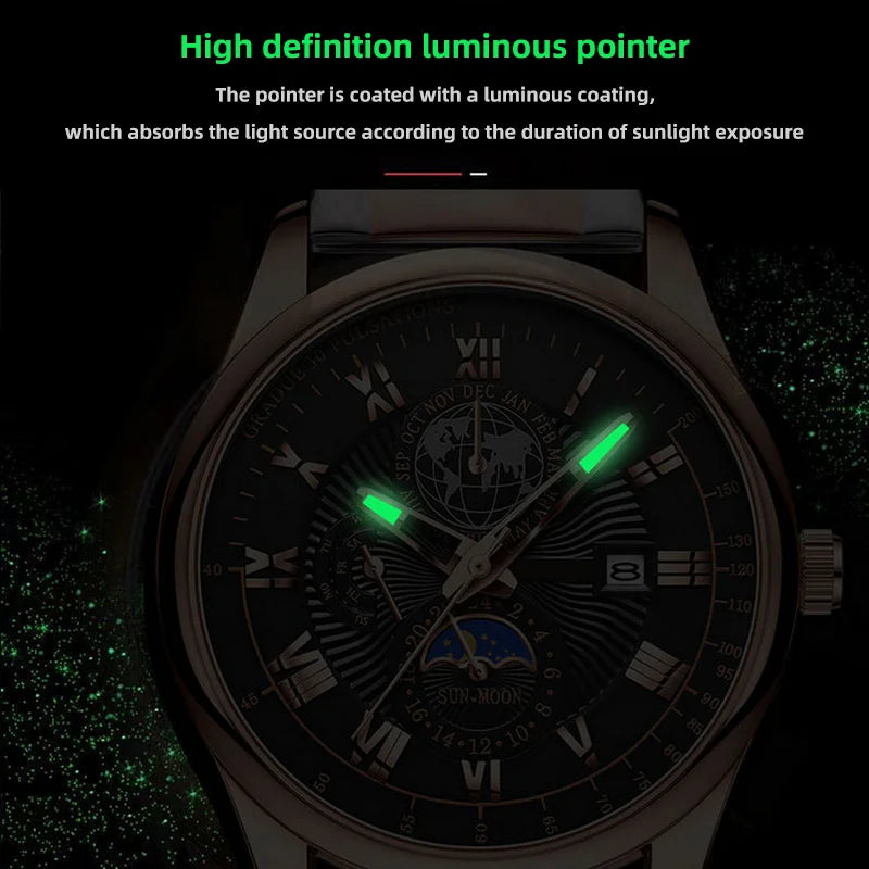 2024 Men Watch Fashion Top Luxury Sport Men's Wristwatch Waterproof Luminous Leather Date Quartz Watches Man clock