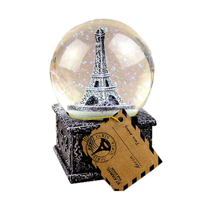 Globe Snow Musical Crystal Music Box Tower Eiffel Christmas Snowflake Paris Water Led Vintage Birthday Lights Singing Lantern