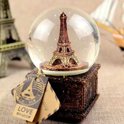 Globe Snow Musical Crystal Music Box Tower Eiffel Christmas Snowflake Paris Water Led Vintage Birthday Lights Singing Lantern